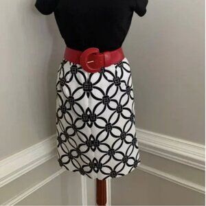 Talbots Geo Metric Patterned Pencil Skirt Black and White Size 4